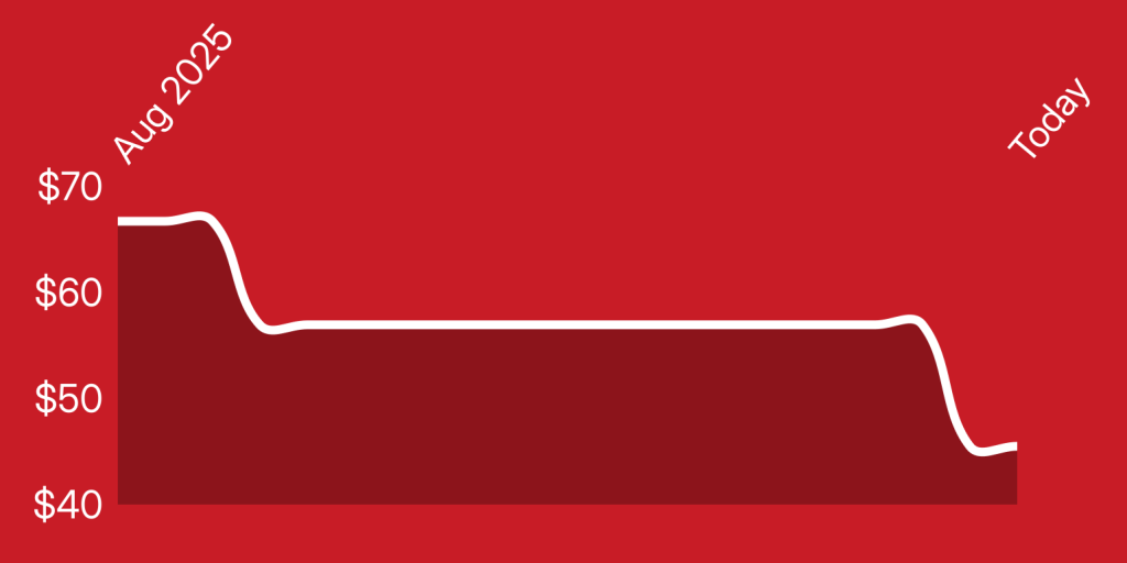 A red and white rectangular object