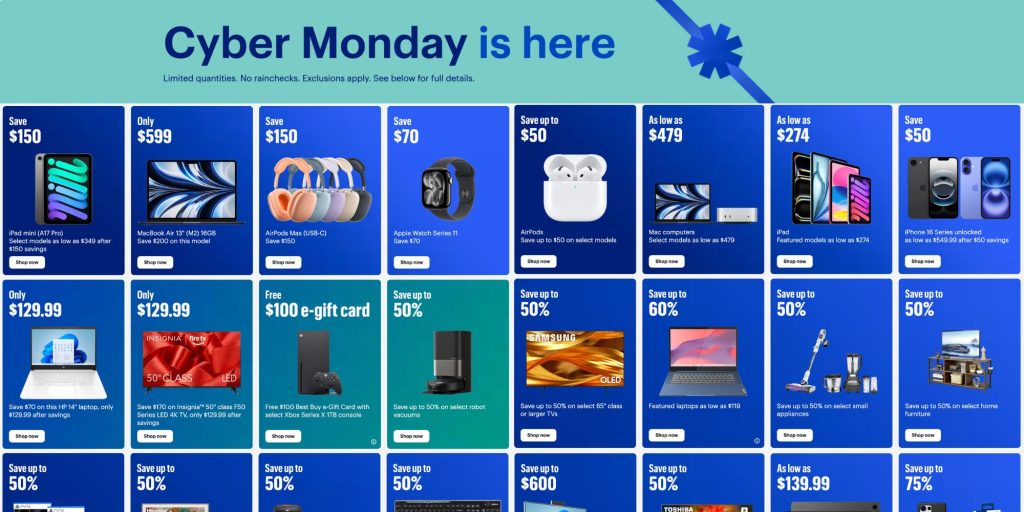 A blue and green advertisement with white text