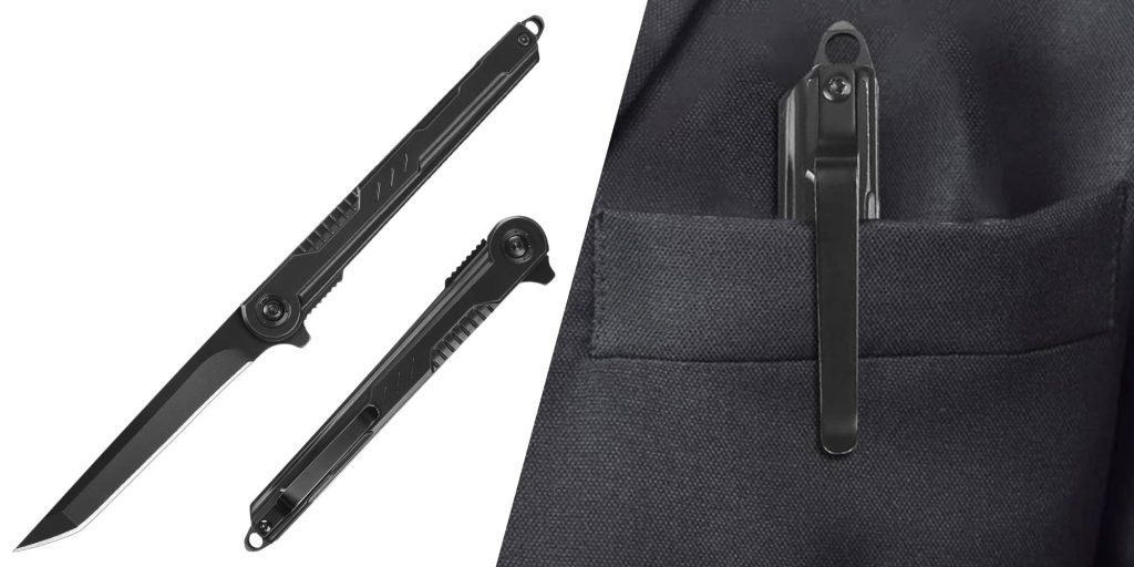 A black knife in a pocket