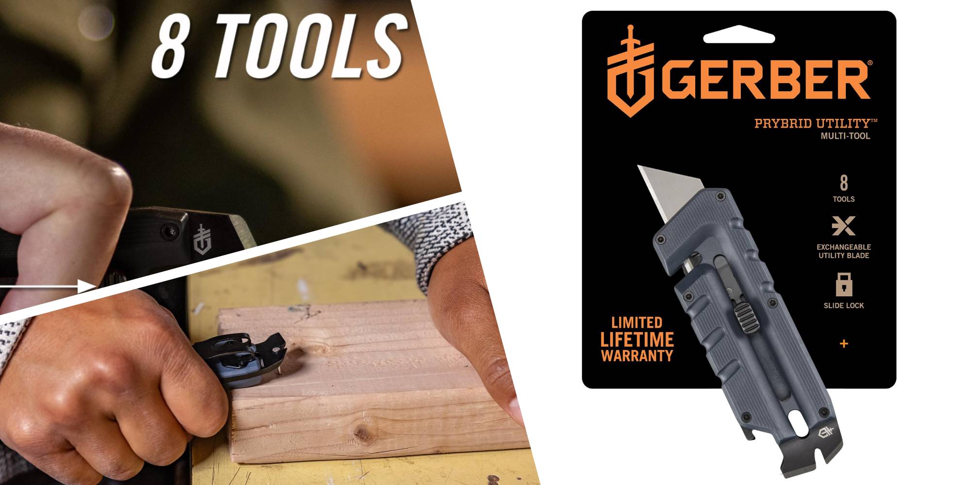 Gerber Prybrid Multitool – 8-in-1 Gereedschap Met Vervangbaar Mes | Breekijzer, Gordelsnijder & Flesopener In Orange Design