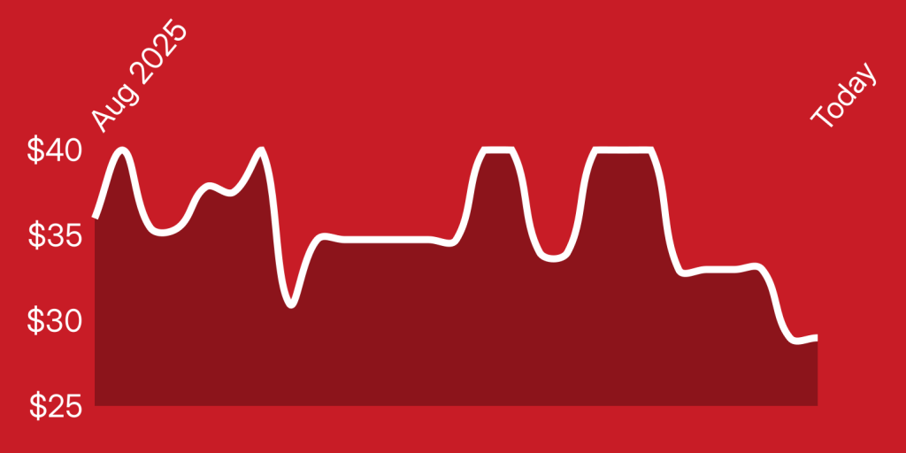 A red line with white outline