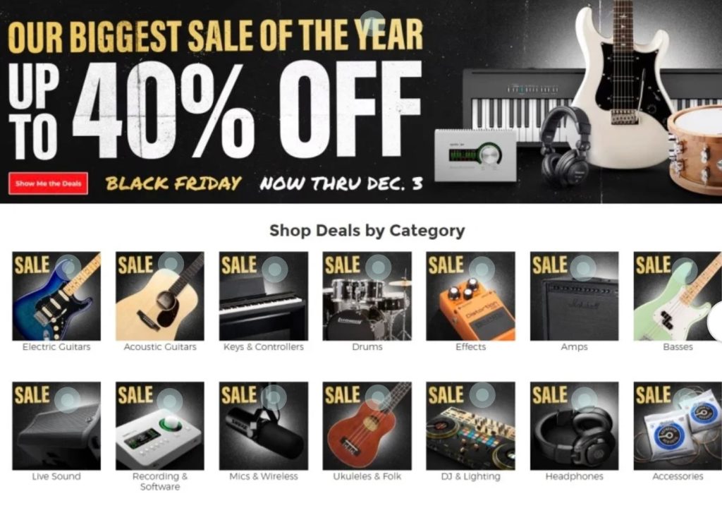 A advertisement for a music store