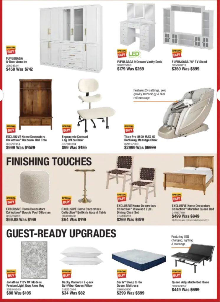 A advertisement for a furniture store