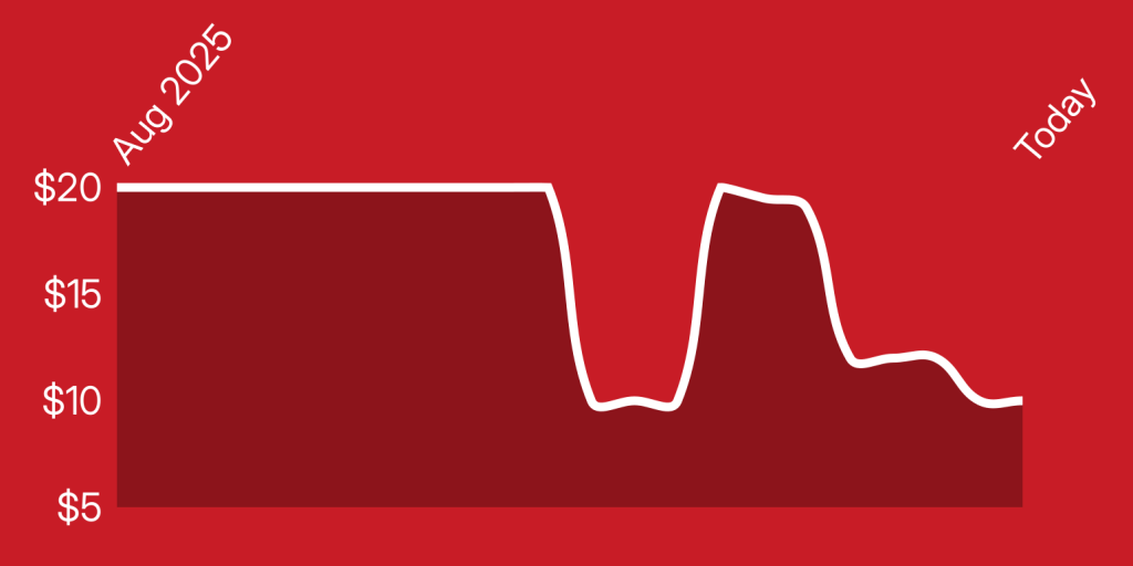 A red and white line drawing