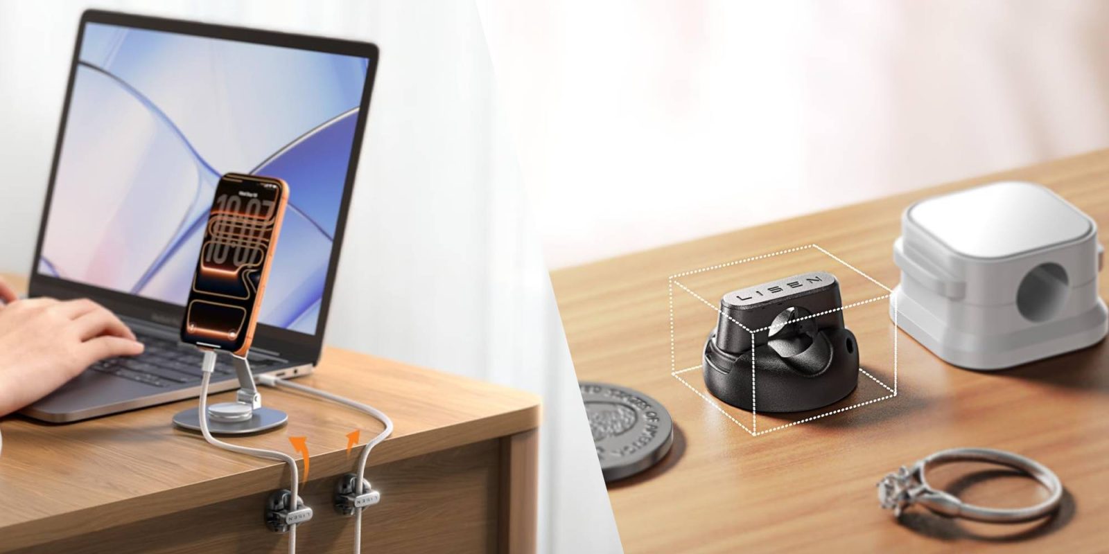A laptop and a charging device