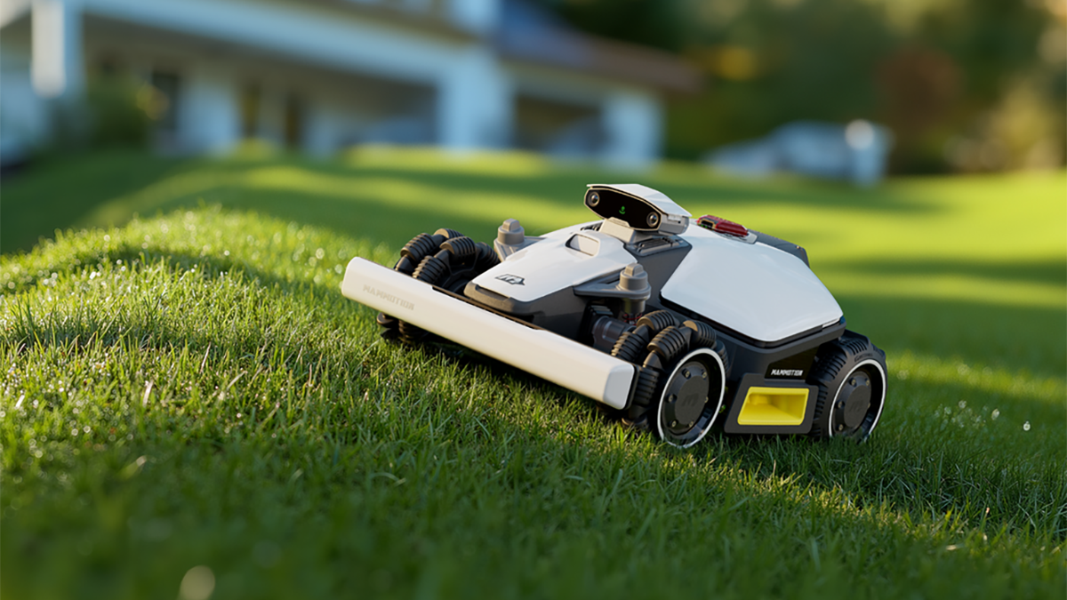 A toy robot on grass