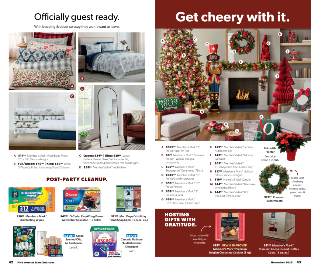 A magazine with a christmas tree and a fireplace