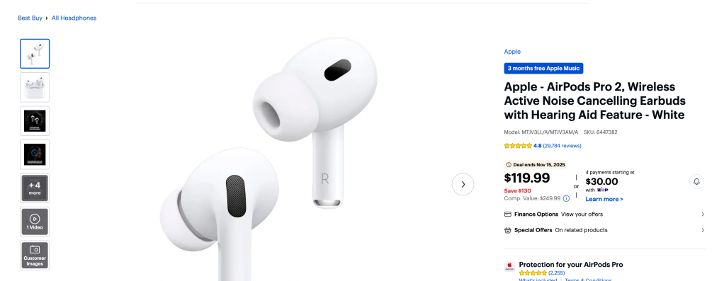 A close up of a pair of white earbuds