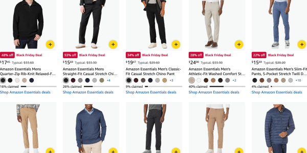 A screenshot of a group of men's clothing
