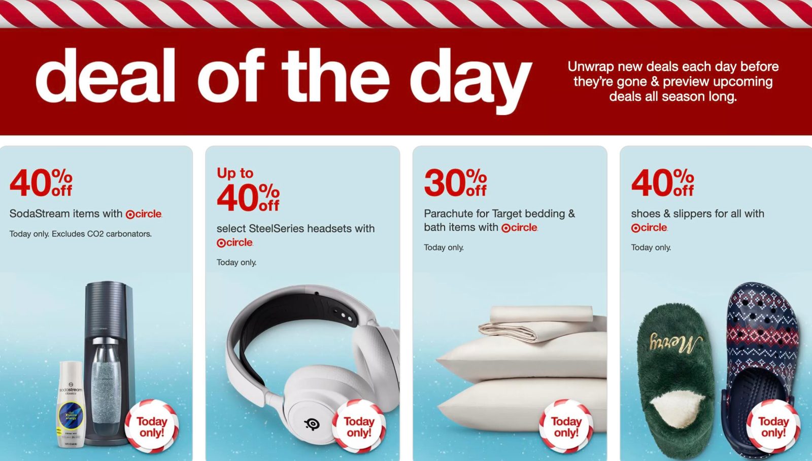 A red and white advertisement