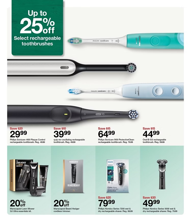 A advertisement for a store with a variety of electric toothbrushes