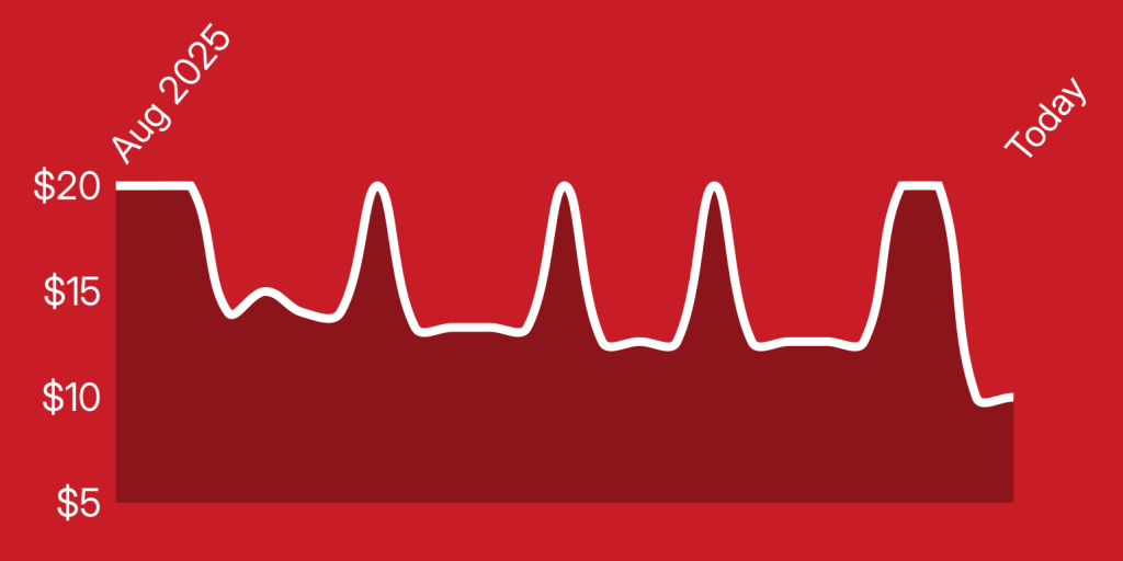 A red background with a line of a pulse