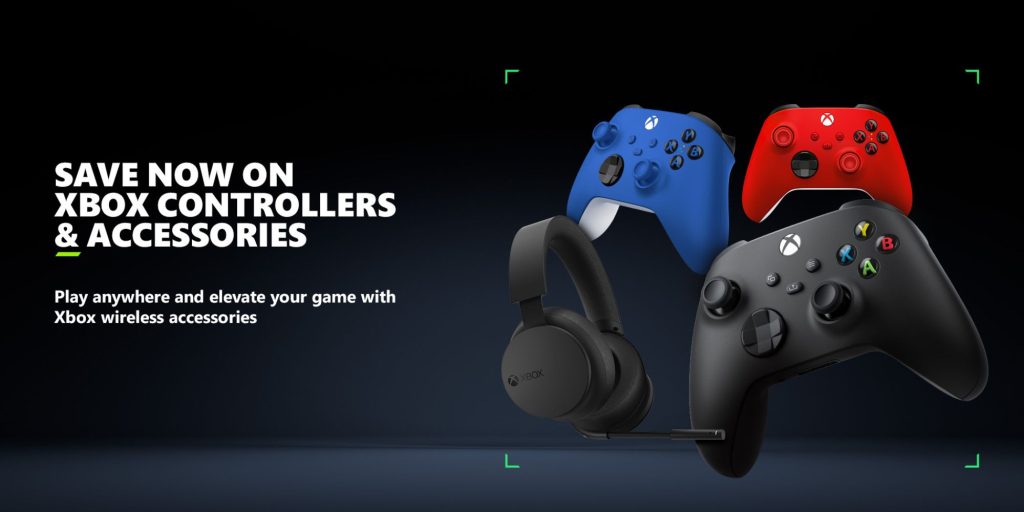 A group of video game controllers