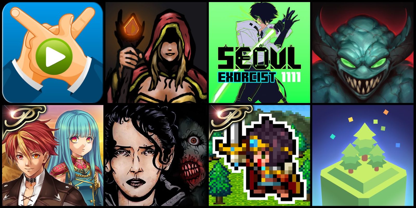 A collage of images of characters