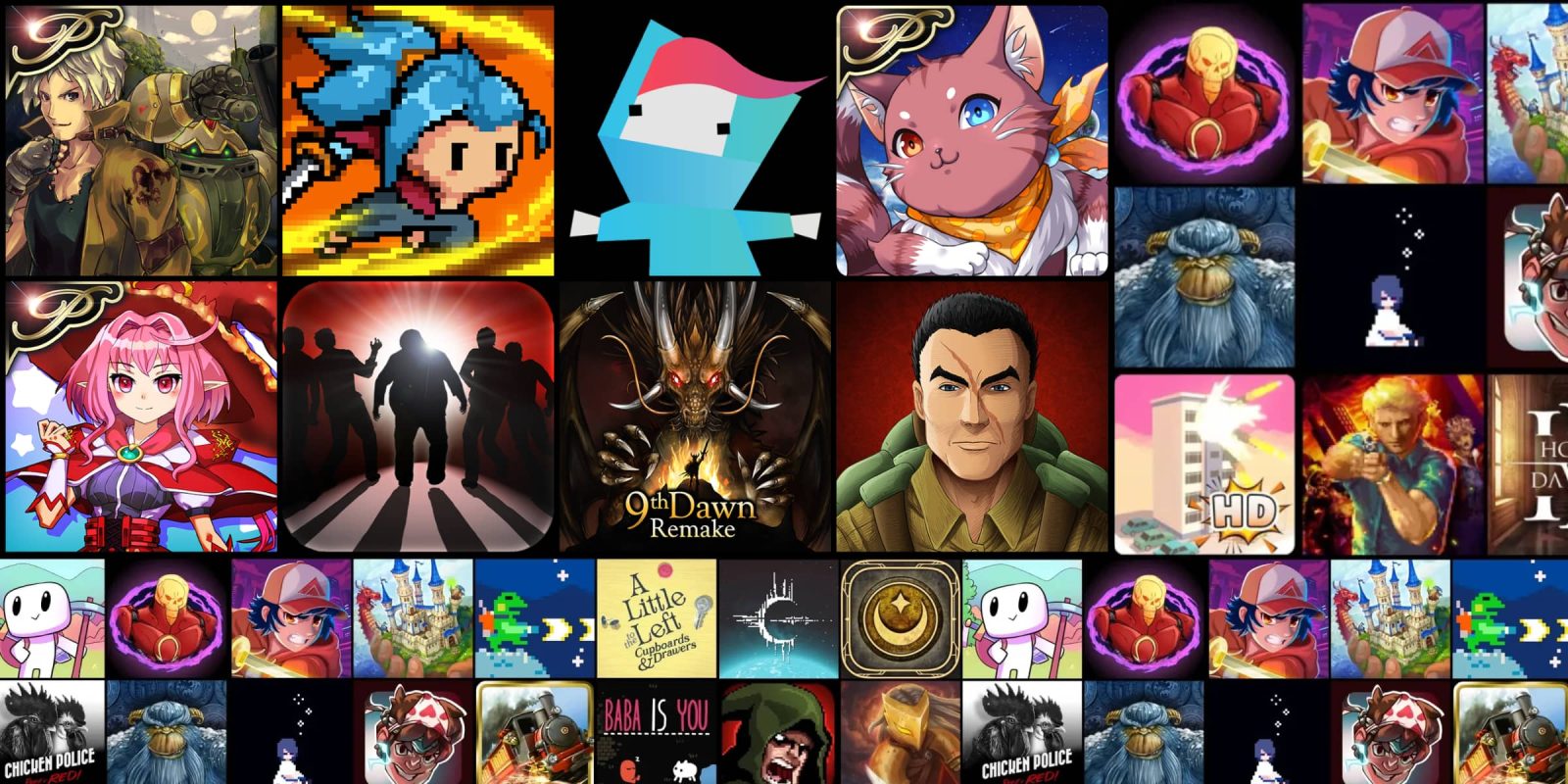 A collage of cartoon characters