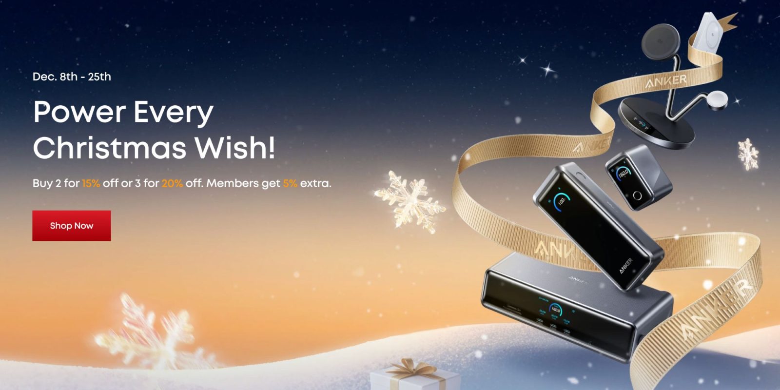 Image showing a banner of Anker 2025 Christmas sale.