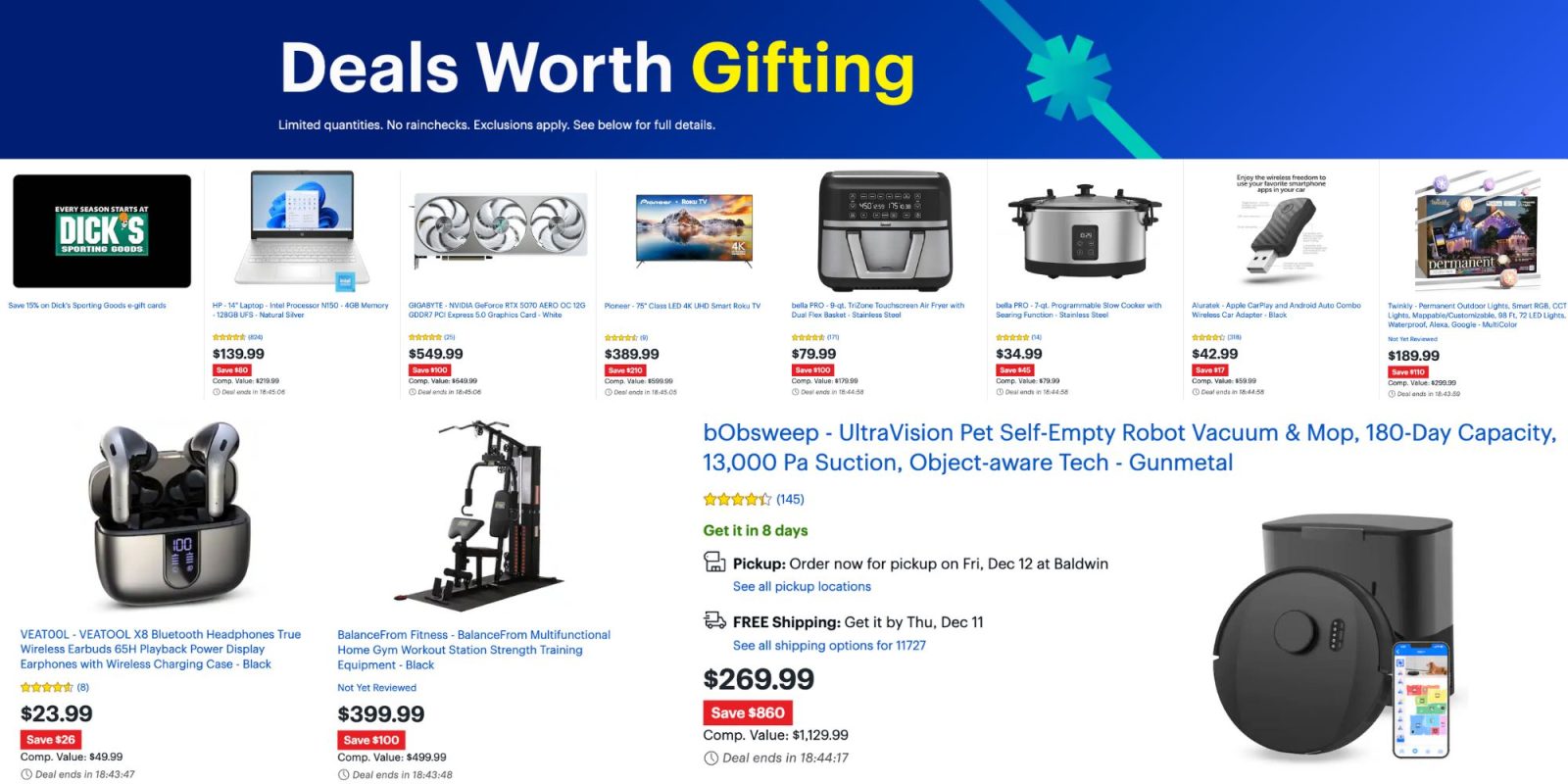 Image showing listings from Best Buy deals of the day offers.