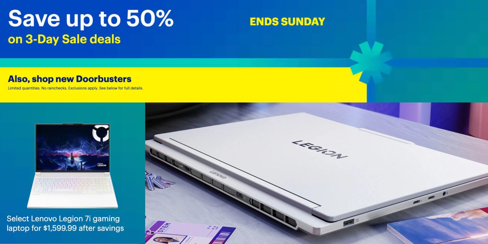 Image showing BB's promotional poster for Legion 7i gaming laptop.