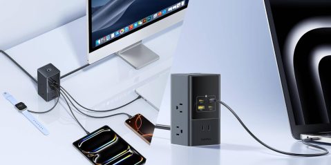 A computer and a power outlet