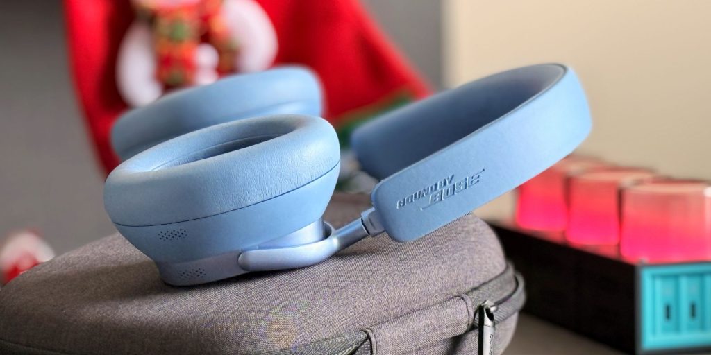 A pair of blue headphones