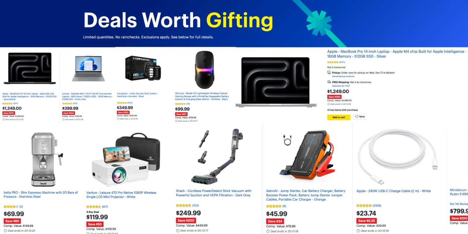 Image showing listings of Best Buy's Deals of the Day offers.