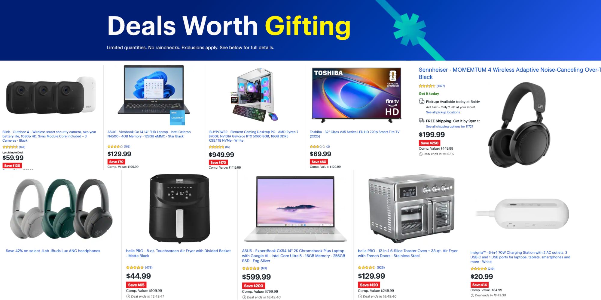 Image showing listings from Best Buy Deals of the Day offer section.