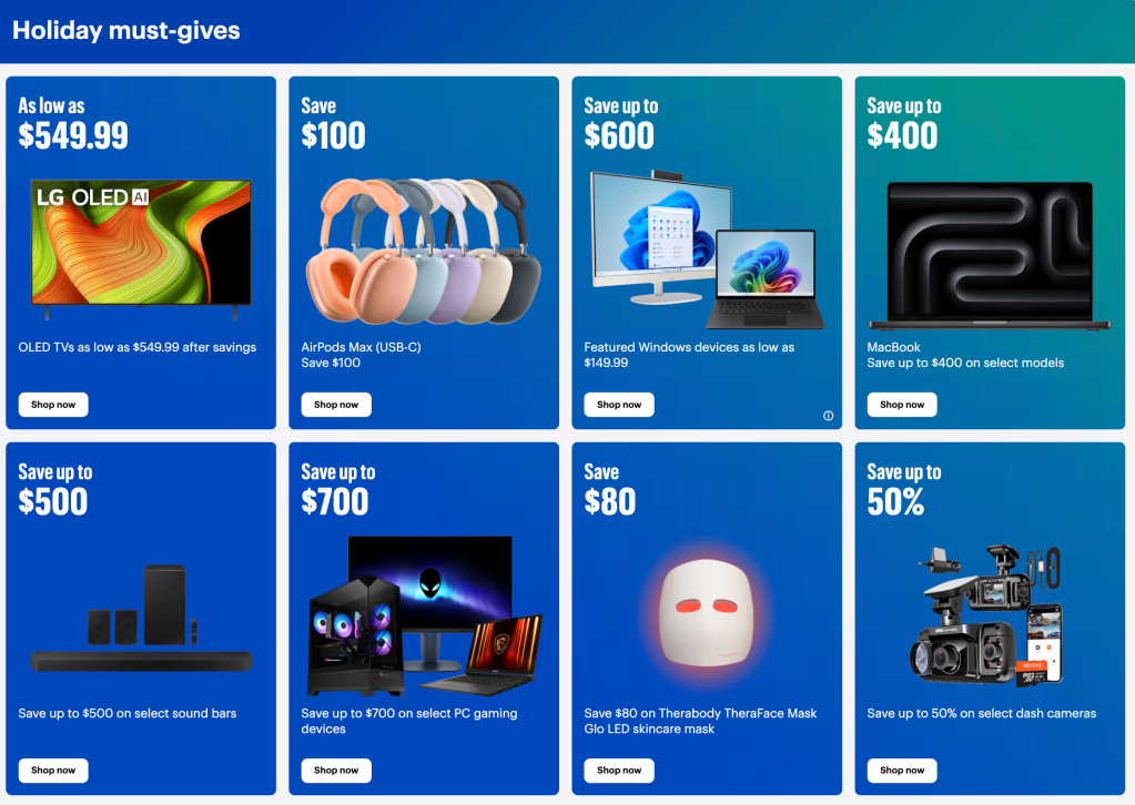 A screenshot of a blue advertisement