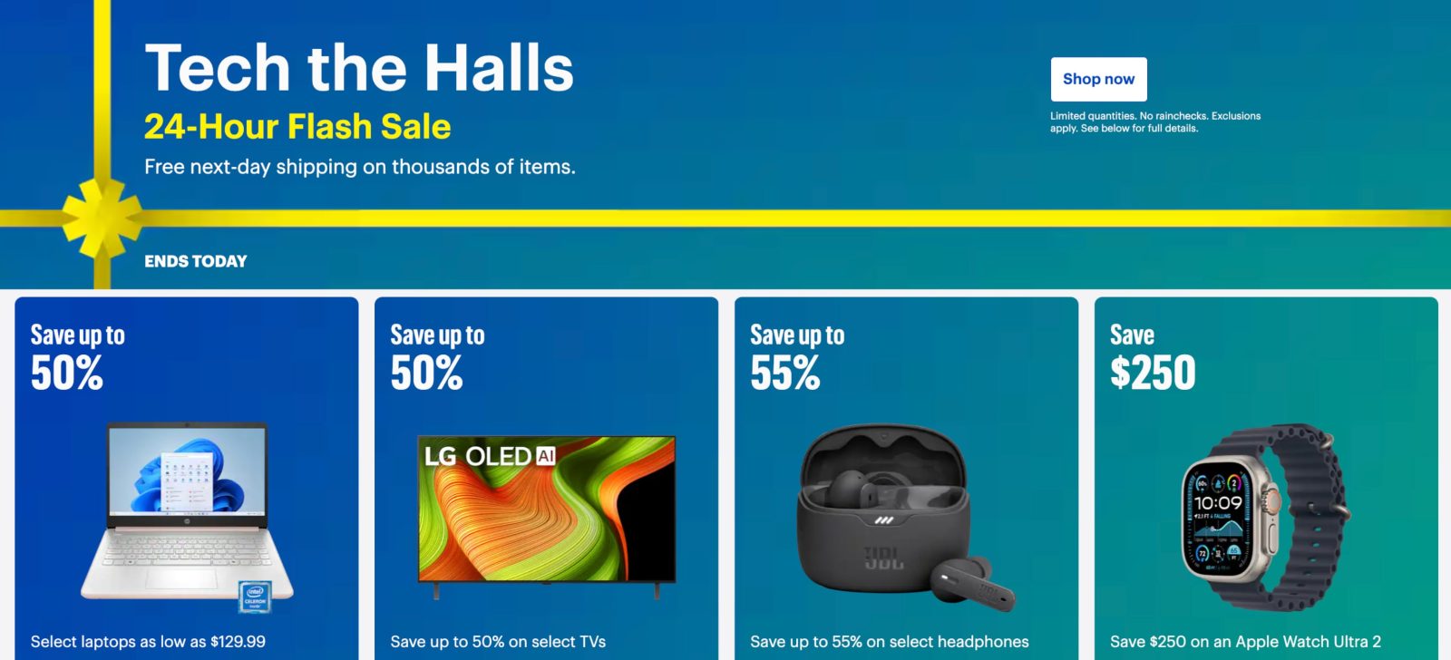 Best Buy today only Tech the Halls sale
