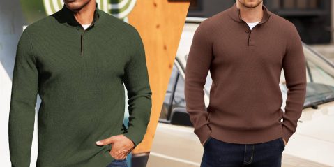 A collage of a man wearing a sweater