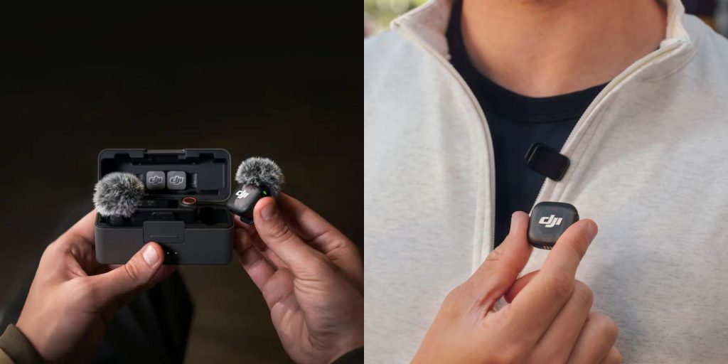 A person holding a small black object