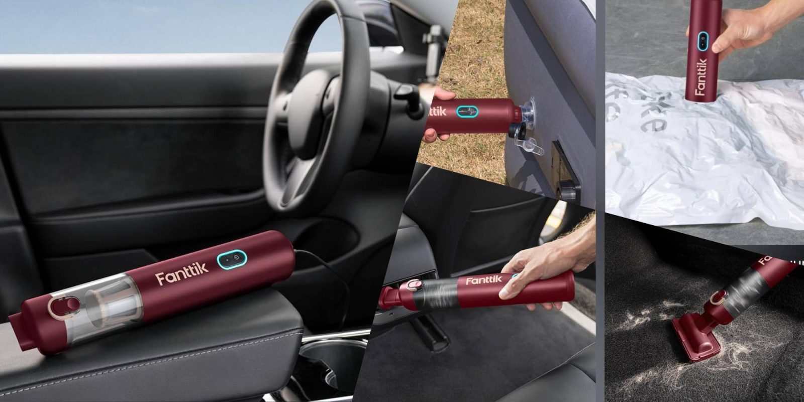 A collage of a hand holding a vacuum pump