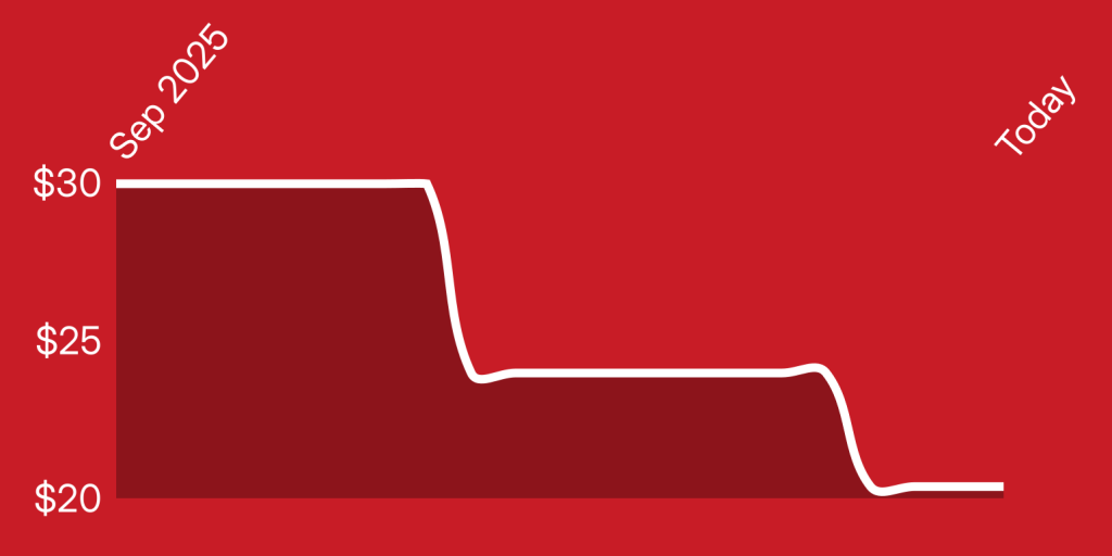 A red and white line drawing