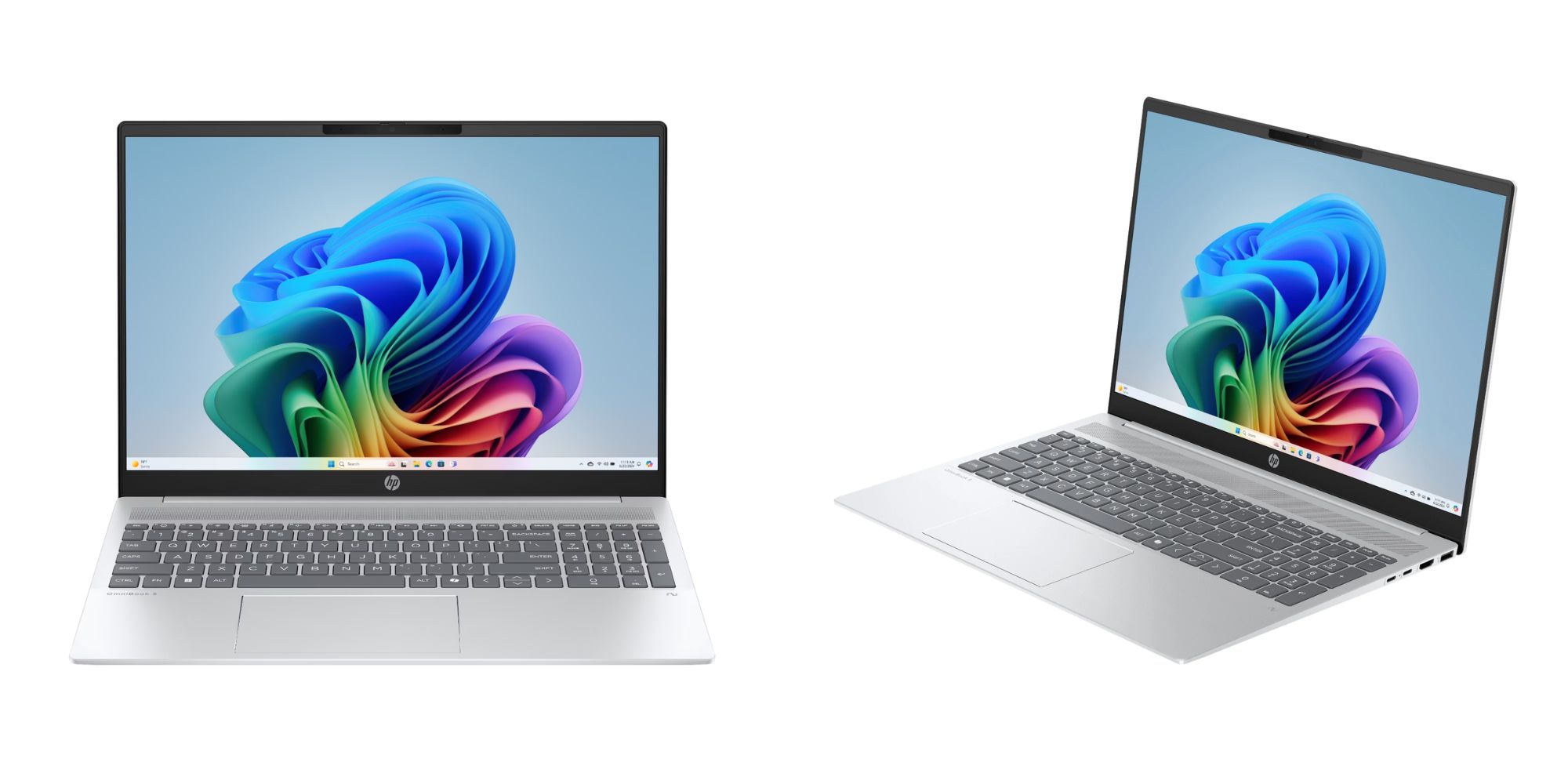 A couple of laptops on a white background