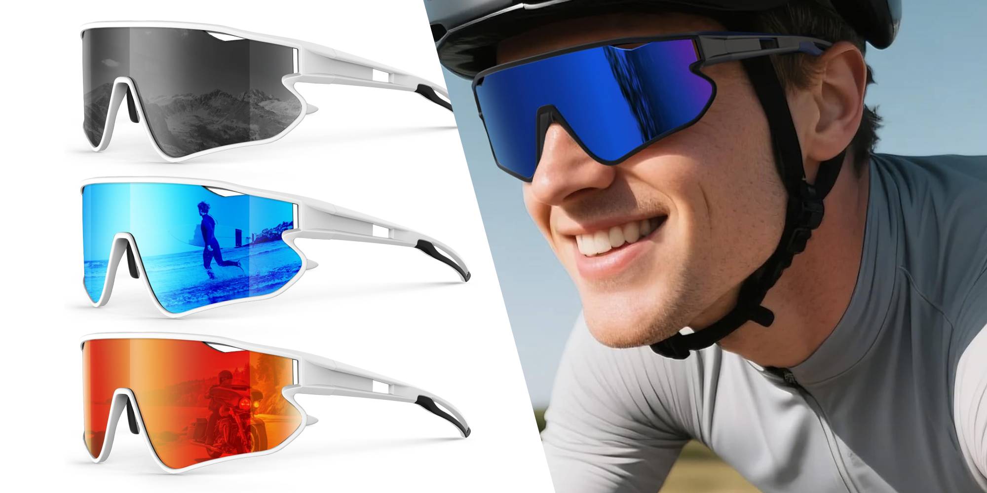 A man wearing sunglasses and a helmet