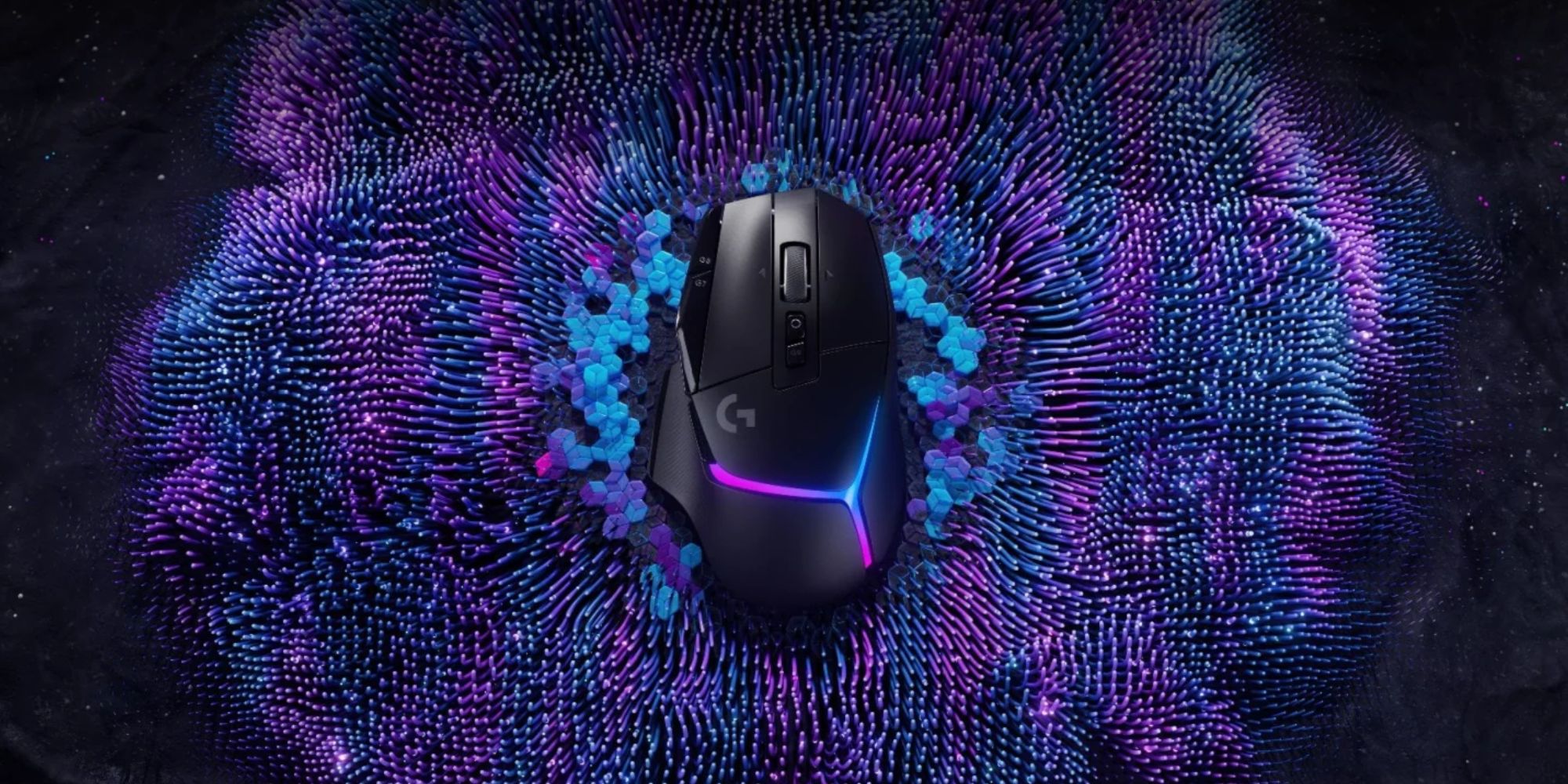 Image showing a render of Logitech's G502 X Plus wireless gaming mouse in black.