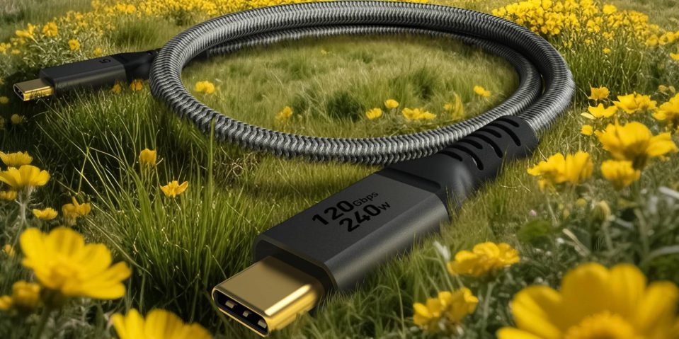 A cable in the grass