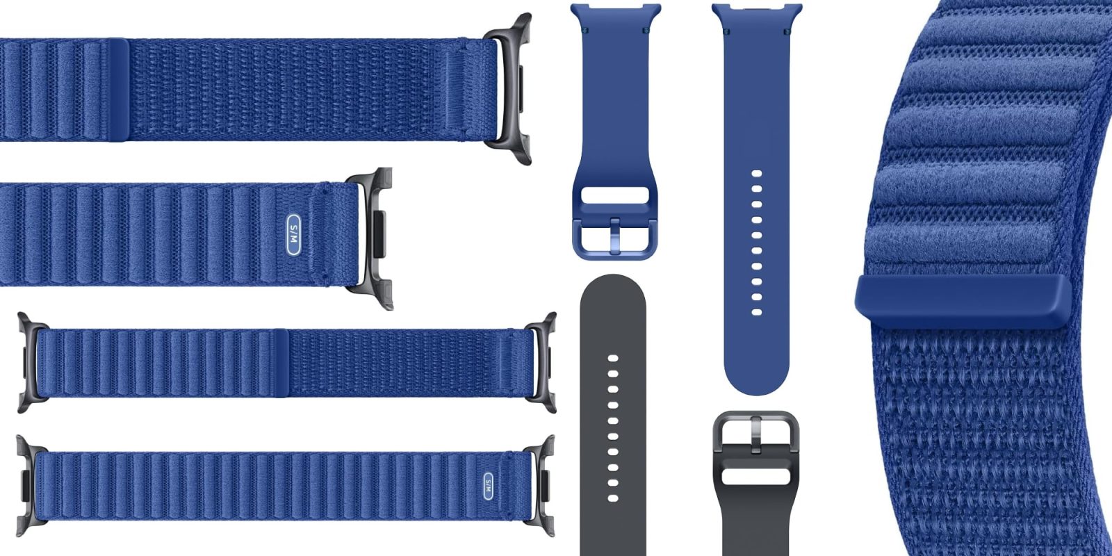 A blue strap with a metal buckle