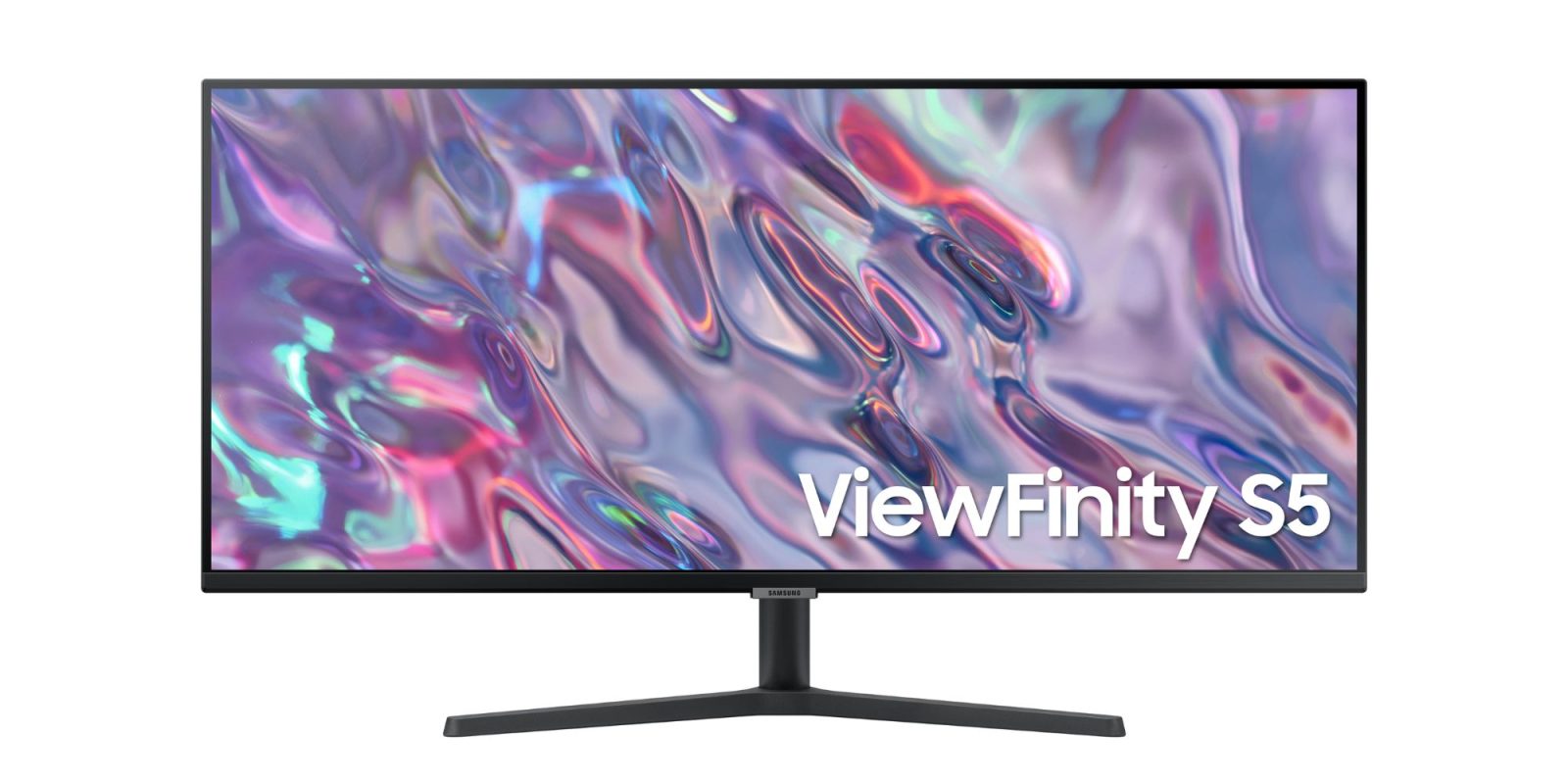 A computer monitor with a colorful screen