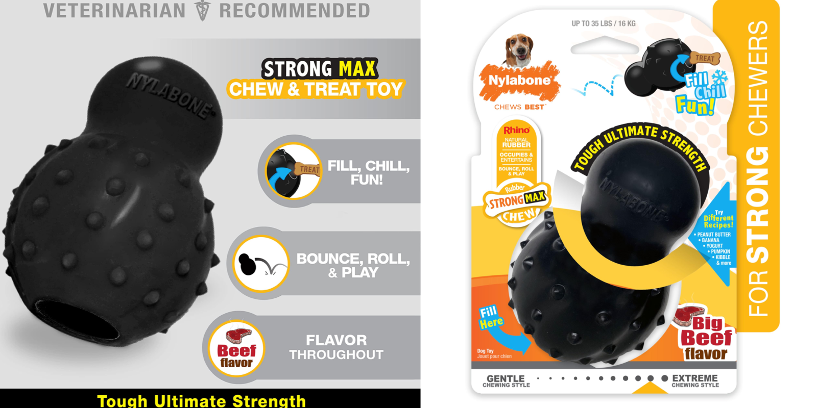 A black ball with a dog's face