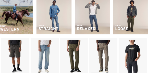 A collage of a man wearing jeans