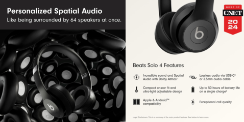 A close-up of a black headphones