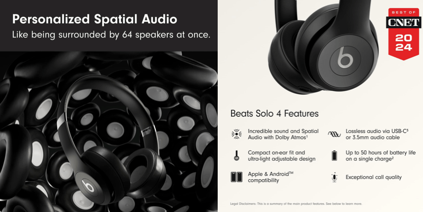 A close-up of a black headphones