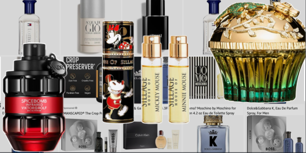 A group of bottles of perfume