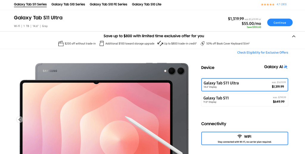 A screen shot of a tablet