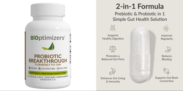 A bottle of prebiotic and a pill