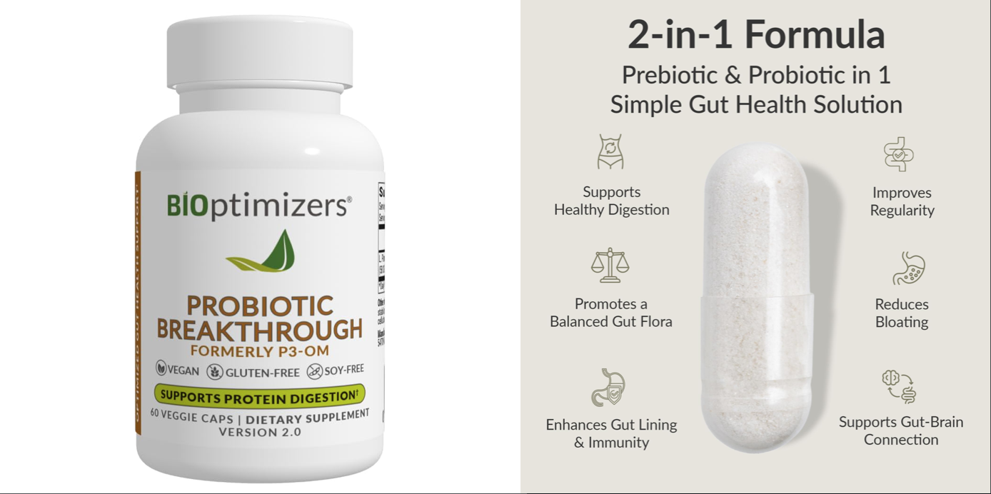 A bottle of prebiotic and a pill