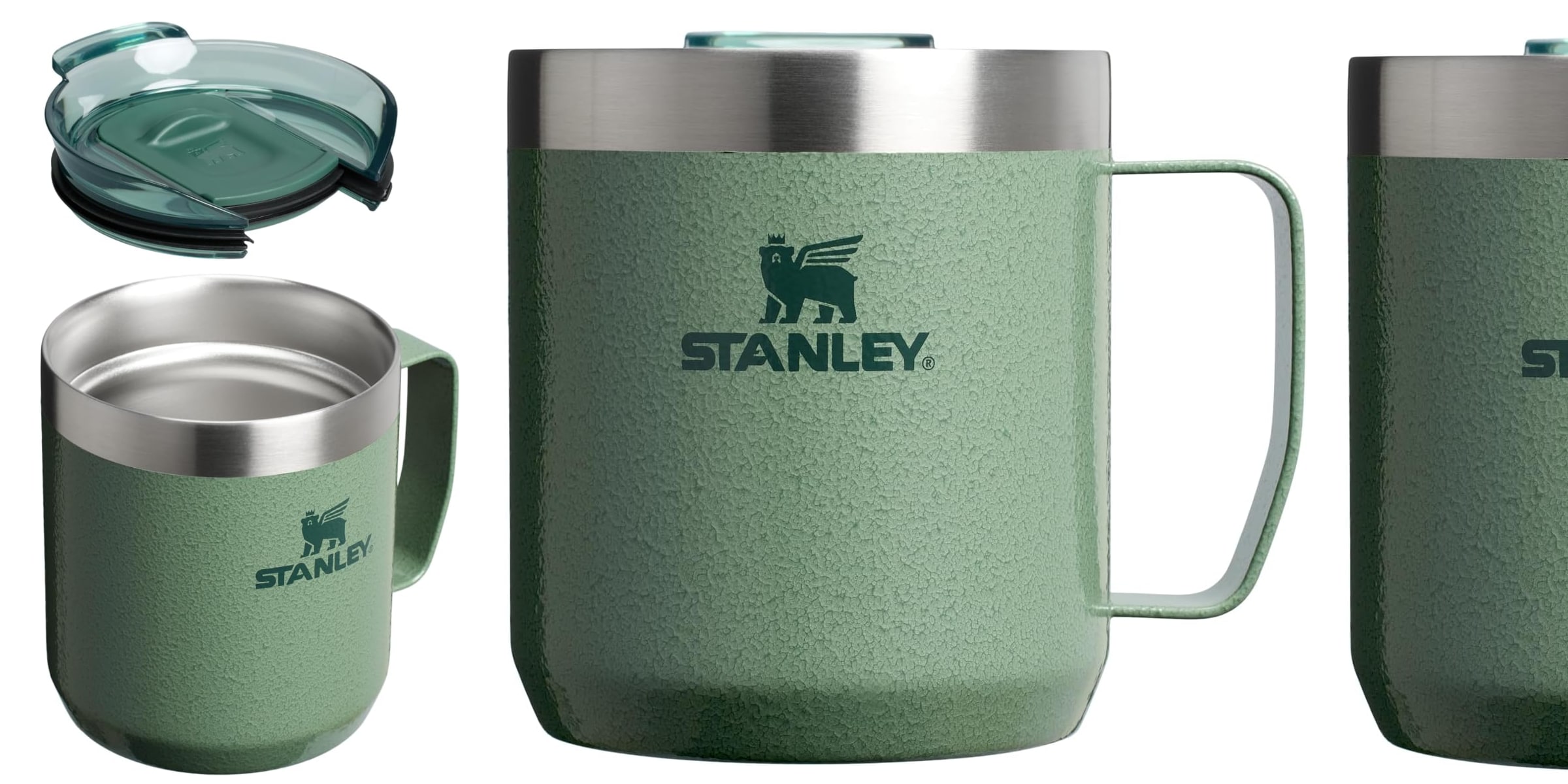 A green mug with a handle