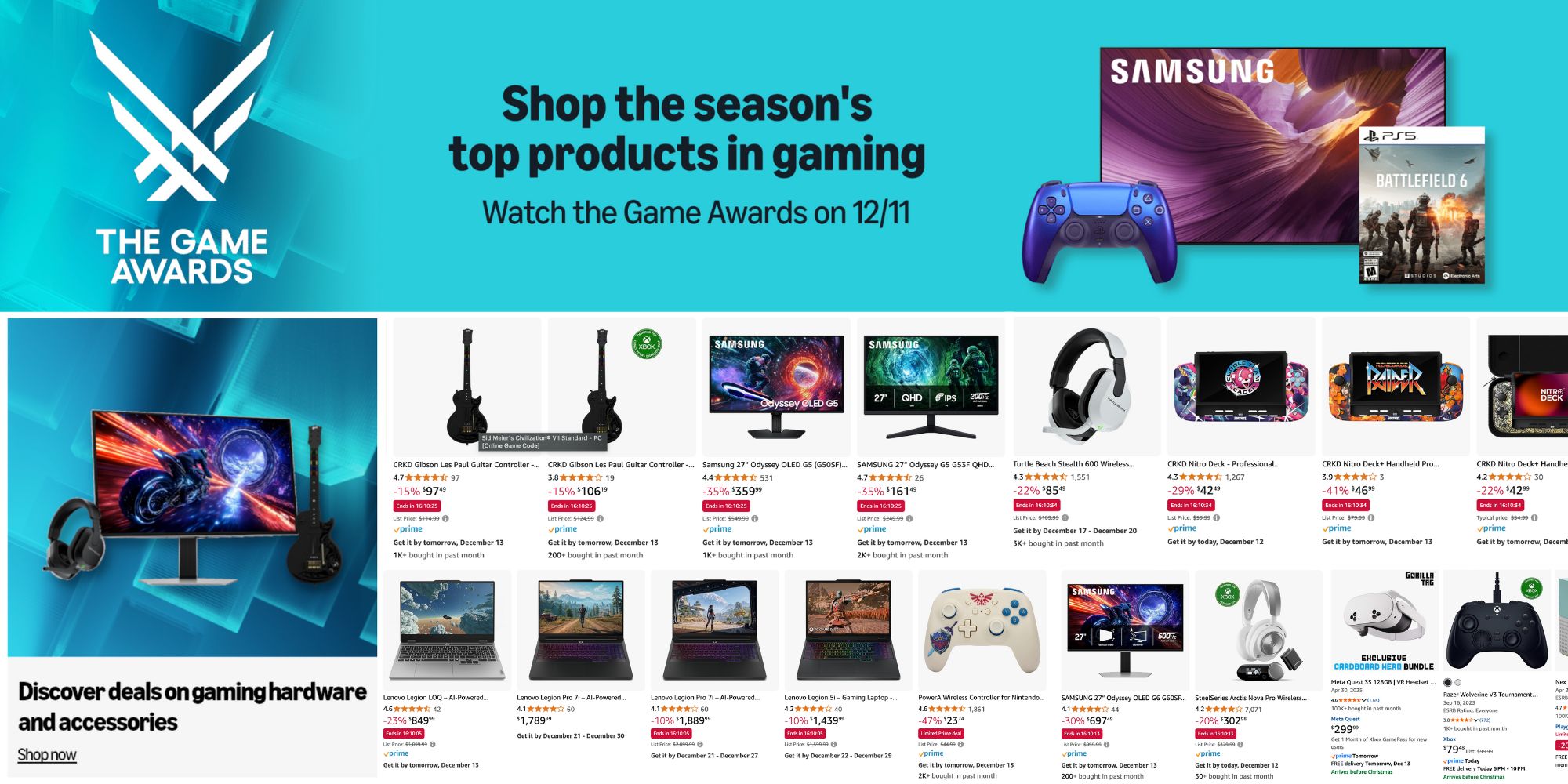 Image showing listings from Amazon sale event.