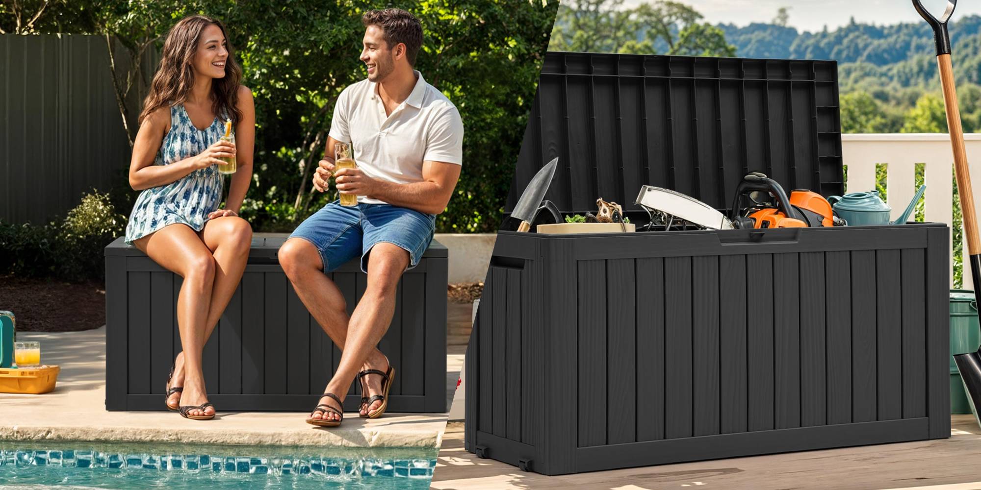 A man and woman sitting on a bench