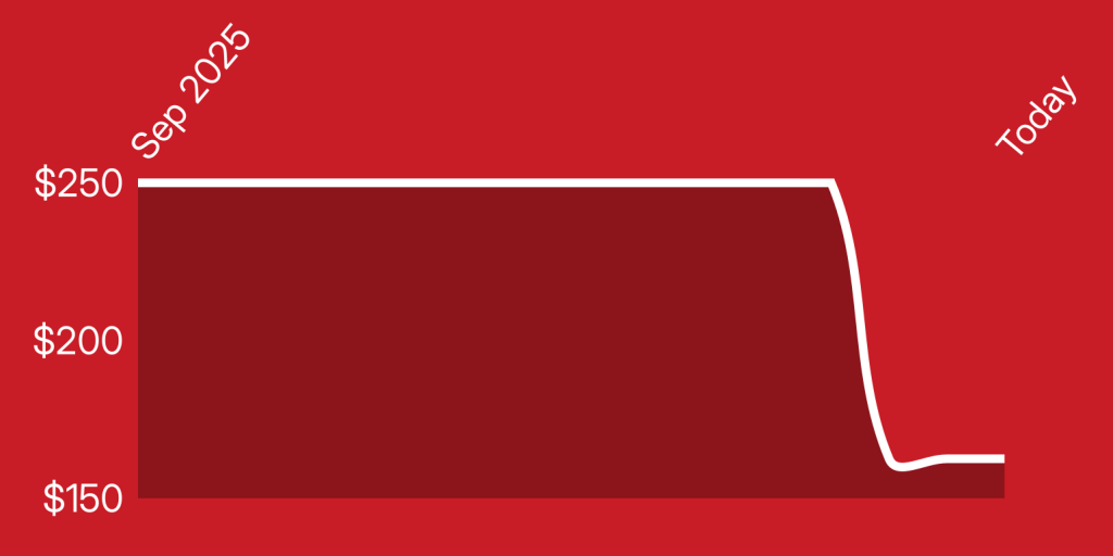 A red rectangular object with white lines